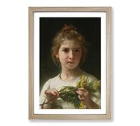 Mimosa Flower Girl by William Adolphe Bouguereau Framed Print | A2 Oak Framed Wall Art | Ready to Hang | Modern Floral Picture | Living Room Bedroom Lounge Office