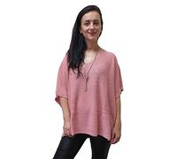 Mimosa Ladies One Size Knitted Warm Oversized V-Neck Poncho Cape with Side Buttons (One Size, Dusty Pink)