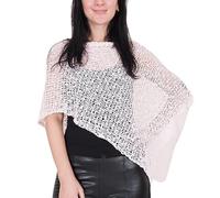 Mimosa Ladies Popcorn Style Plain Stretch Fish Net Crochet Batwing Small Poncho (One Size, Baby Pink)