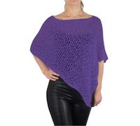 Mimosa Ladies Popcorn Style Plain Stretch Fish Net Crochet Batwing Small Poncho (One Size, Lilac)