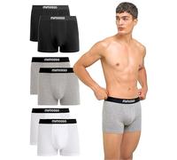 mimosso Men's Boxer Shorts Organic Cotton (Pack of 6) Underpants Men without Cutting Elastic Waistband (Size S - 3XL), 2 x black, 2 x melange, 2 x white, S