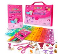 Mimtom Drawing Stencils Age 3+ for Kids and Girls | 51 PC Arts and Crafts Stencil Kit with Over 270 Shapes to Unleash Your Child's Creative Mind | Kid-Safe Educational Activity Toy for Ages 3 & Up