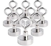 MIN CI 10 Pack Neodymium Magnets Hooks - Extra Strong 33lbs Pull Force, Round Magnetic Hooks for Cruise Cabins