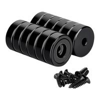 MIN CI 12Pack Extra Strong Neodymium Magnets - 20lbs Force, 16mm Black Round Pot Magnets with Screws
