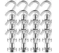 MIN CI 16pcs Strong Magnetic Hooks, 16mm Heavy Duty 22lb Neodymium Magnets for Cruise Cabins, Fridge, Kitchen, Workplace