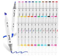 MIN CI 24 Colours Alcohol Pen Set, Double-Sided Marker Pens Felt Pens (White Handle)