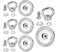 MIN CI 4 Pack Round Neodymium Magnets, Strong Magnets Heavy Duty 55kg（120lbs）Magnet Fishing 36mm Rare Earth Magnete Magnet with Eye Bolts Industrial Magnet for Hanging Hoisting