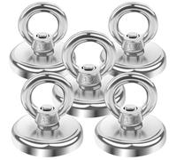 MIN CI 5 Pack Round Neodymium Magnets, Strong Magnets Heavy Duty 45kg（99lbs）Magnet Fishing 32mm Rare Earth Magnete Magnet with Eye Bolts Industrial Magnet for Hanging Hoisting