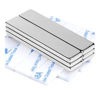 MIN CI 50x10x3mm Strong Neodymium Rectangular Silver Magnets, 6Pack Self Adhesive, Flat Magnets for Crafts