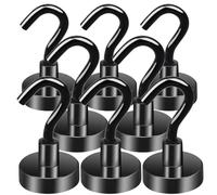 MIN CI 8pcs Black Magnetic Hooks - Heavy Duty 35lbs, Neodymium Strong Magnets with Hooks, for Cruise Cabins, Fridge, Kitchen, Workplace