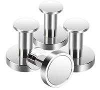 MIN CI Magnetic Hooks, 36mm Extra Strong Magnets 70lbs(32kg), N52 Strong Magnet Hooks Heavy Duty, Rare Earth Magnets Silver Neodymium Magnetic Hook for Cruise Essentials 4Pack