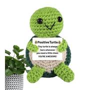 Min-i Funny Positive Turtle Gi-fts, 3.9inch Positive Crochet Turtle, Small Handmade Crochet Animals Cute Stuff, Emotional Motivational Turtle Decor, Cute Encouragement Knitting Doll for Home Decor