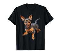 Min pin Miniature Pinscher minpin Puppy Dog Happy Left Faced T-Shirt