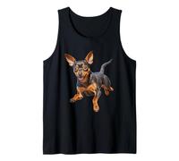 Min pin Miniature Pinscher minpin Puppy Dog Happy Left Faced Tank Top