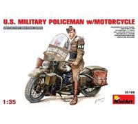 Miniart 1:35 Scale U.S. Military Policeman with Motorcycle Plastic Model Kit