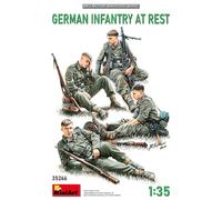 MiniArt 35266 1:35 Figures German Infantry Soldiers at Rest (4) - Faithful Replica Model Building, Plastic Kit, Crafts, Hobby, Gluing, Model Kit, Assembly, Unpainted