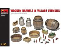 MiniArt 1:35 Scale Wooden Barrels & Village Utensils Plastic Model Kit,Multicolor,Small