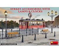 MiniArt Scale Model Kit 1:35 Street Accessories MIN35639 - Lamps & Clocks - Molded Color