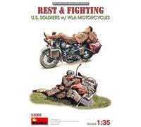 Miniart 53068 Rest & Fighting US Soldiers & Motorcycles Figures 1:25 Model Kit