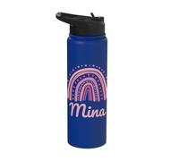 Mina Name Personalized Funny Women Pink Rainbow Mina Stainless Steel Insulated Water Bottle