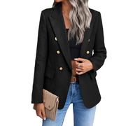 Mina Self 2024 Fall Tweed Blazer Jacket for Women Fashion Casual Open Front Business Elegant Work Suit Top Pocket, 3-tweed/Black, XXL
