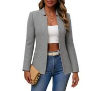 Mina Self 2025 Fall Women's Tweed Plaid Blazer Jacket - Open Front Stand Collar Fully Lined Casual Fashion Elegant Work Coat, Herringbone-Grey, S