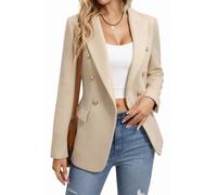 Mina Self 2025 Winter Women's Tweed Plaid Blazer Jacket - Warm Fully Lined Fashion Business Casual Elegant Coat with Pockets, Wool-Beige, XXL