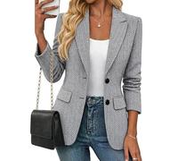 Mina Self 2026 Women's Spring Herringbone Tweed Blazer - Warm Fully Lined Notched-Lapel Plaid Work Office Jacket with Pockets, 1-black, M