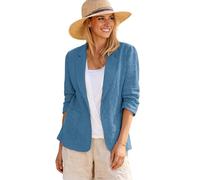 Mina Self Summer Women Linen Blazer Jacket 2024 3/4 Stretchy Ruched Sleeve Fully Lined Lightweight Casual Work Petite Suit, 1-Navy Blue, L