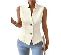 Mina Self Women's 2025 Fall Sleeveless Sweater Vest Top - Knit Lightweight Fahion Casual Work Office Slim Fully Lined Trendy, Beige, Large