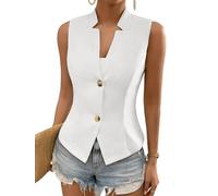 Mina Self Women's 2025 Summer Sleeveless Vest Blazer Lightweight Casual Fully-Lined Slim Work Fashion Petite Elegant Tops, 2-white, L