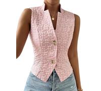 Mina Self Women's 2025 Summer Sleeveless Vest Blazer Lightweight Casual Fully-Lined Slim Work Fashion Petite Elegant Tops, Floral-pink, XXL