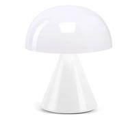 Lexon Mina L Mushroom Lamp - 9 LED Color Table Lamp for Bedrooms, Living Room & Office - Cordless, Rechargeable with 24h Light & Dimmer, Aluminum, Large - Glossy White