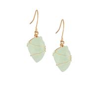 MINACHI Boho Raw Light Green Stone Drop Earrings, Handmade Wire Wrapped Hippie Dangles, Vintage Earrings For Women