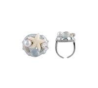 MINACHI Boho Starfish Pastel Blue Resin Pearl Crystal Statement Ring