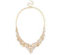 MINACHI Medieval Vintage Bridal Rhinestone Crystal Necklace, Champagne Tone, Bonus Earrings, Wedding Prom Holidays Jewelry for Women, Medium, Alloy Steel, No Gemstone