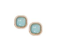 MINACHI Pastel Blue Resin Stud Earrings for Women, Soft Square Shape with Beaded Border, Lightweight Elegant Studs
