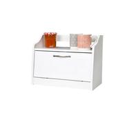 Minack Wooden Bread Bin In White - Freestanding Worktop Storage Box With Shelf