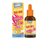 Minadex MinaKIDS D3 & K2 Drops - Liquid Vitamins for Children, 400IU D3 for Bone & Immune Support, Sugar-Free, Vegan, Orange Flavour, 60ml (2-Month Supply), Made in UK