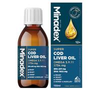 Minadex® Super Cod Liver Oil | Omega 3-9-11 | 3734mg per Serving | High-Strength Arctic Formula | 150ml, Lemon Flavour