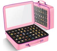 Minahao Toy Storage Case Compatible with Disney Doorables Collectible Mini Figures.Toys Display Bag with 2 Layers of Foam with Pre-Cut Grooves.Holds 90 Mini Figures.(Case Only) (Pink)
