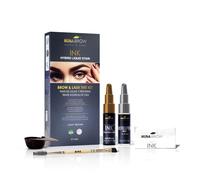 MinaiBrow INK Hybrid Liquid Tint for Brow & Lashes Light Brown |Long Lasting Spot Coloring for Brow & lash |Instant Brow Hair Dye Tint Kit | 100% Gray Coverage - up to 14 Applications - 14ml