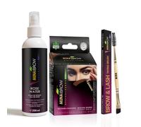 Minaibrow Tint Medium Brown Durable Natural Stain Paint and Colour Kit Powder with Rose Water and Duo Angle Brush, Water and Smudge-proof Instant Brow Dye Kit, No Ammonia, No Lead with