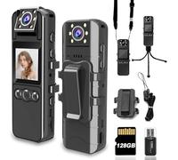 Minakeda Body Camera with Audio and Video Recording, HD 1080P Body Cam with 180° Rotating Lens, IR Cut Auto Night Vision, 128GB Body Worn Camcorder, 6HR Battery, for Personal Civilians