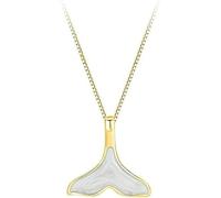 minakeda Gold Whale Tail Necklace for Women, Gold Mermaid Fish Tail Pendant with White Shell Women Jewelry Gift, 18 inches (Gold1)