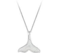 minakeda Gold Whale Tail Necklace for Women, Gold Mermaid Fish Tail Pendant with White Shell Women Jewelry Gift, 18 inches (Silver1)