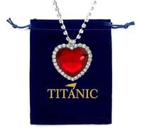 Minakeda Titanic Heart The Ocean Simulated Blue Sapphire, Silver Necklace Pendants Jewelry Titanic Jewelry Gifts for Woman (Red)
