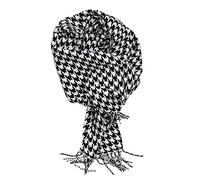 minakolife Adult Men's Houndstooth Check Classic Cashmere Feel Scarf, Black, 12Wx70L