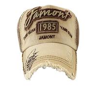 MINAKOLIFE Men's Red Distressed Vintage Cotton Baseball Cap Snapback Trucker Hiking Hat, Beige, M-XL