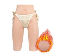 Minaky Silicone Pants with Catheter Hiding Gaff Panty Silicone Hip Lift Butt Enhancer for Crossdresser Drag Queens, New Flocking Warmth Version, Ivory White